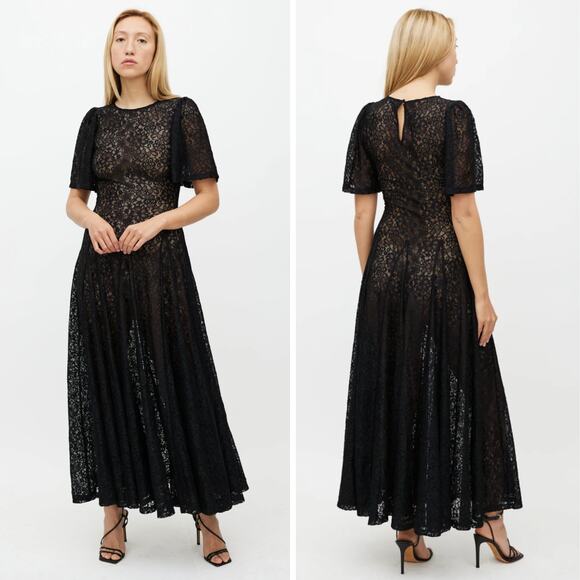 REFORMATION Waller Lace Black Knit Maxi Dress Size Small NWT - Picture 2 of 9